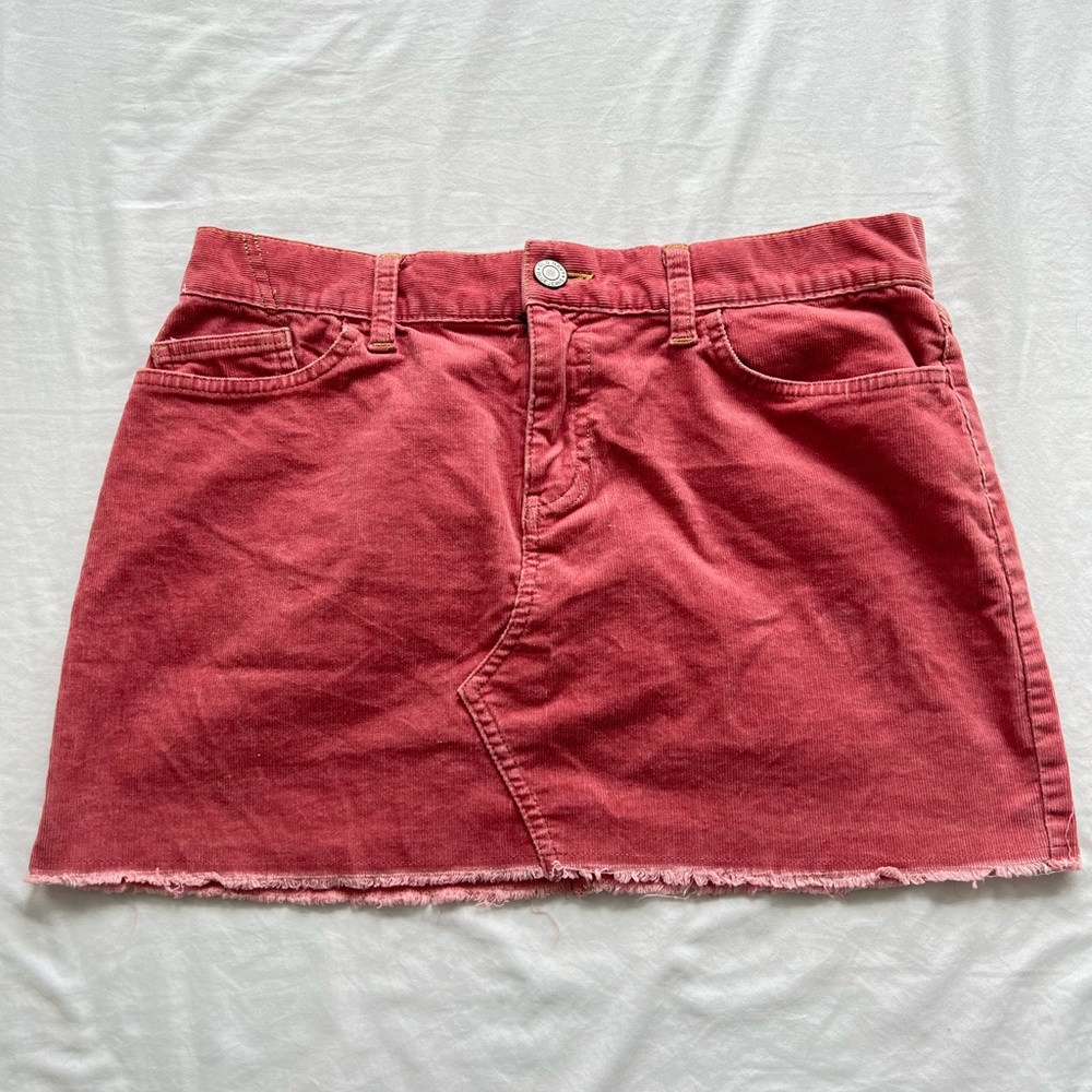 Pink Corduroy Mini Skirt